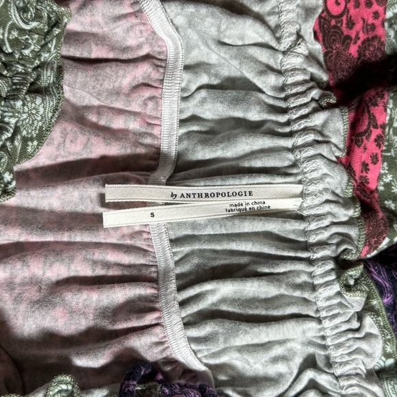 Anthropologie Women's Pink Paisley Tiered Boho Mini Dress Size Small - Picture 2 of 6